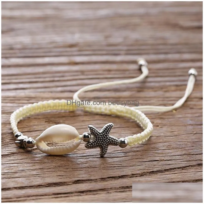 braided bracelet uni handwoven bracelets anklet with shells starfish great surfer hawaiian style jewelry adjustable for summer and