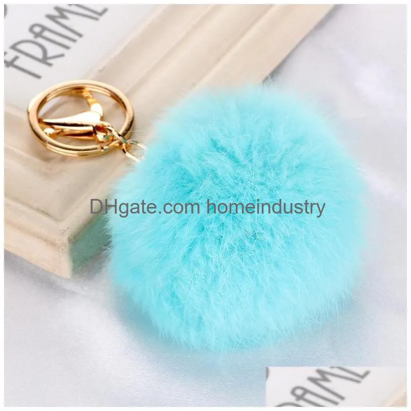 party favor hairy fur ball keychains car key holder pom keybuckle lanyard fashion wallet plush keyring pompoms cute charms accessories 2 45zg