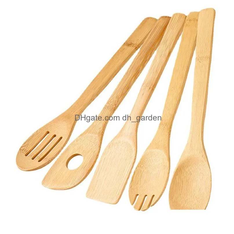 bamboo spoon spatula portable wooden utensil kitchen cooking turners slotted mixing holder shovels 6 styles