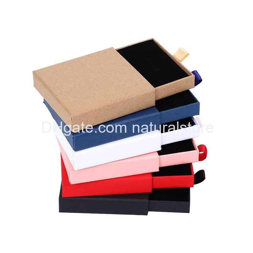 thin kraft paper drawer jewelry packaging box for ring necklace bracelet pendant gift package case boxes