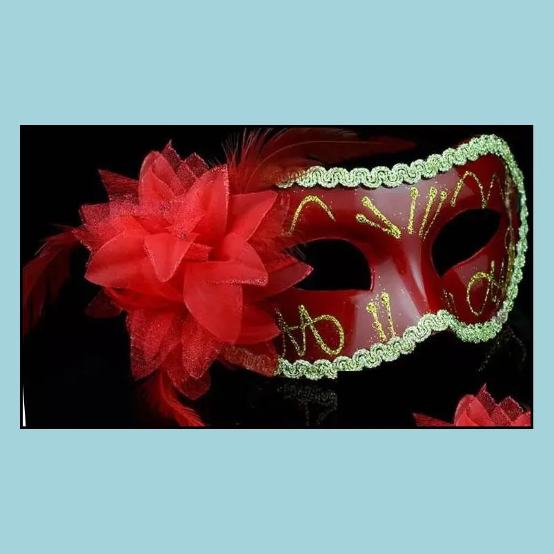 fascinating women y hallowmas venetian half mask masquerade masks flower feather mask dance party theatre prop ball wedding festive