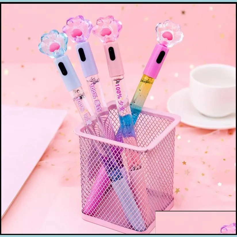 led light up cat paw pens kawaii fun 0.5mm shiny luminous gel pen stationery school supplies birthday party favor prize carnival goodie bag stuffers