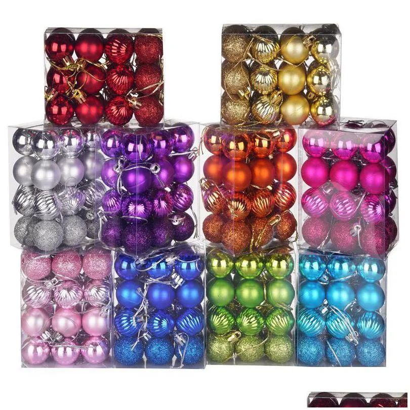 24 pcs/set glitter christmas tree ball baubles colorful xmas party home garden christmas decoration supplies 20220113 q2