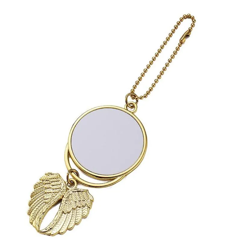 sublimation big wings necklaces pendants sublimation blanks car pendant angel wing rearview mirror decoration hanging charm ornaments 10
