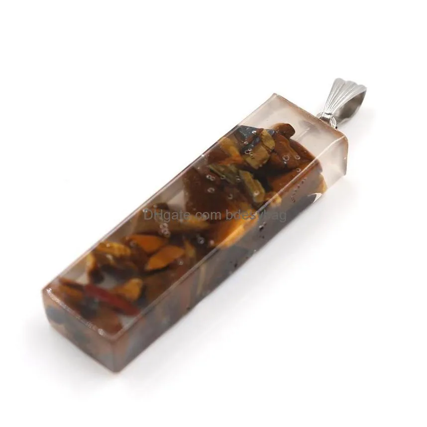 qimoshi raw quartz cuboid chakra yoga healing pendant necklace for women men stone crystal rectangle point pillar pendants jewelry