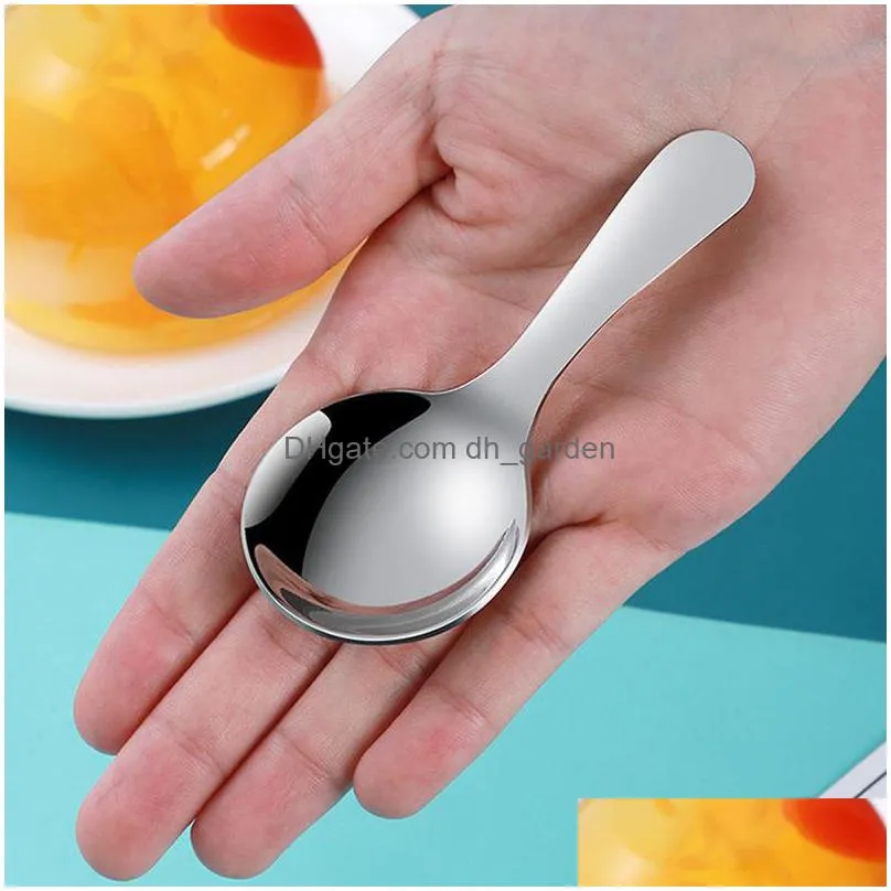  stainless steel spoons childrens short handle round head spoon household kitchen tableware creative mini tea spoon