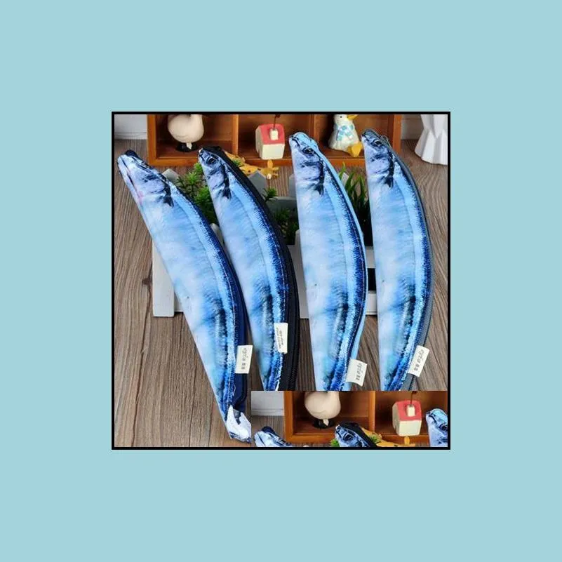 creative fish shaped pen bag school student pencil case bags pouch coin organizer children kids gift blue