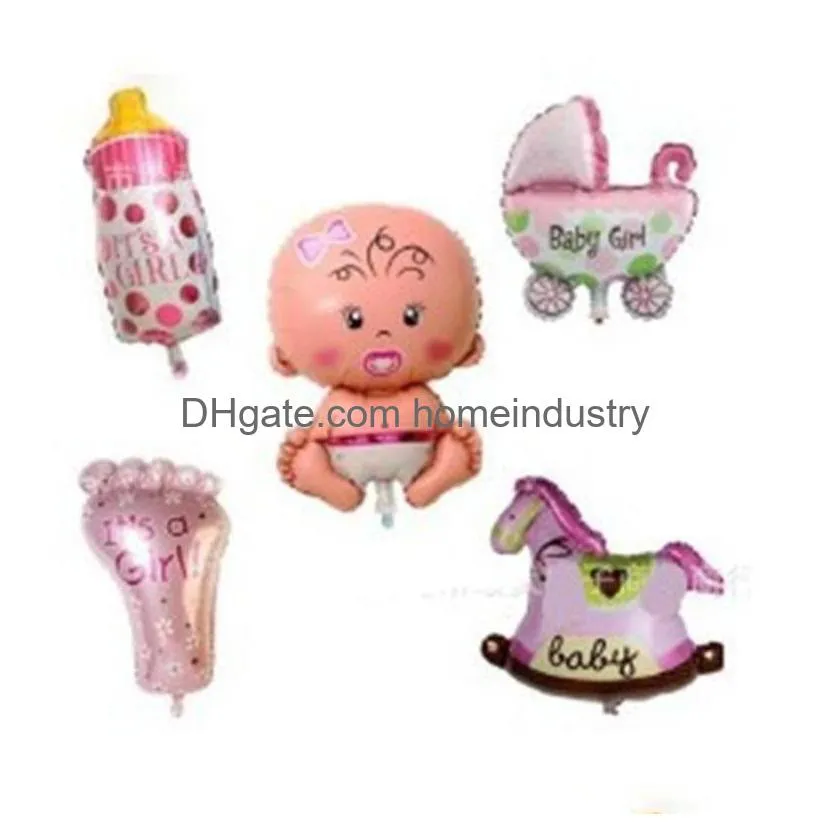 5pcs/set baby shower ballon kit girl boy horse feet feeding bottle set toys foil balloons suit kid child birthday party decoration 2 5lw