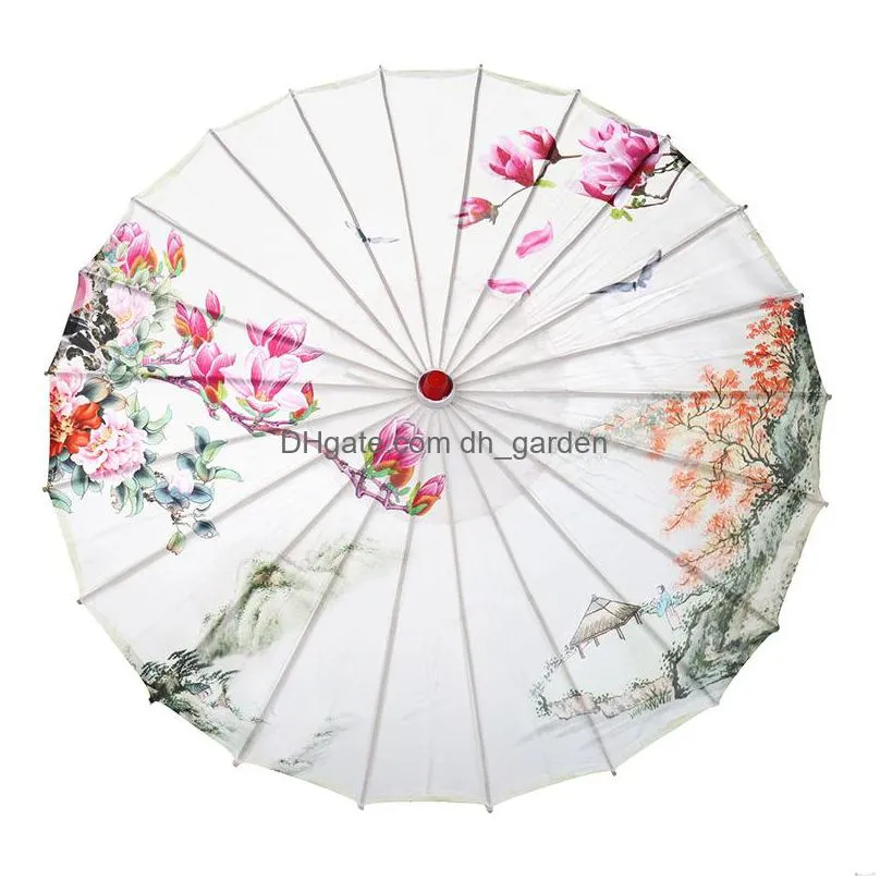 retro manual oil paper umbrellas long handle dance performance craft umbrella fashion printing waterproof props parasol