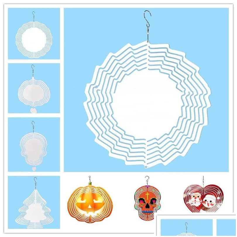 10inch sublimation wind spinner 3d aluminum wind spinners hanging garden decoration for outdoor garden ornaments for christmas