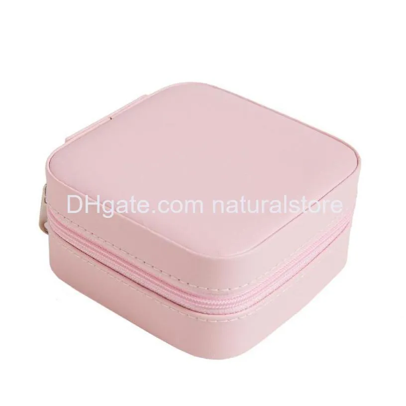 jewelry box small waterproof organizer with mirror pu leather makeup holder double layer travel jewelry case for earrings rings necklace
