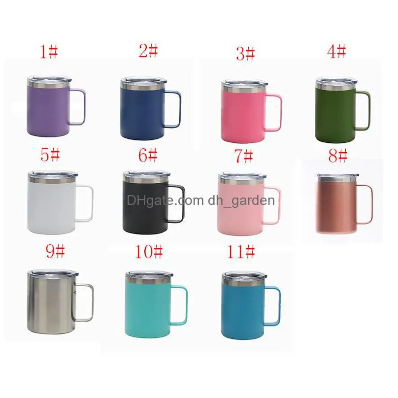 12oz stainless steel mug thermos bottle simple handle coffee cup with silicone sealing lid household water cups