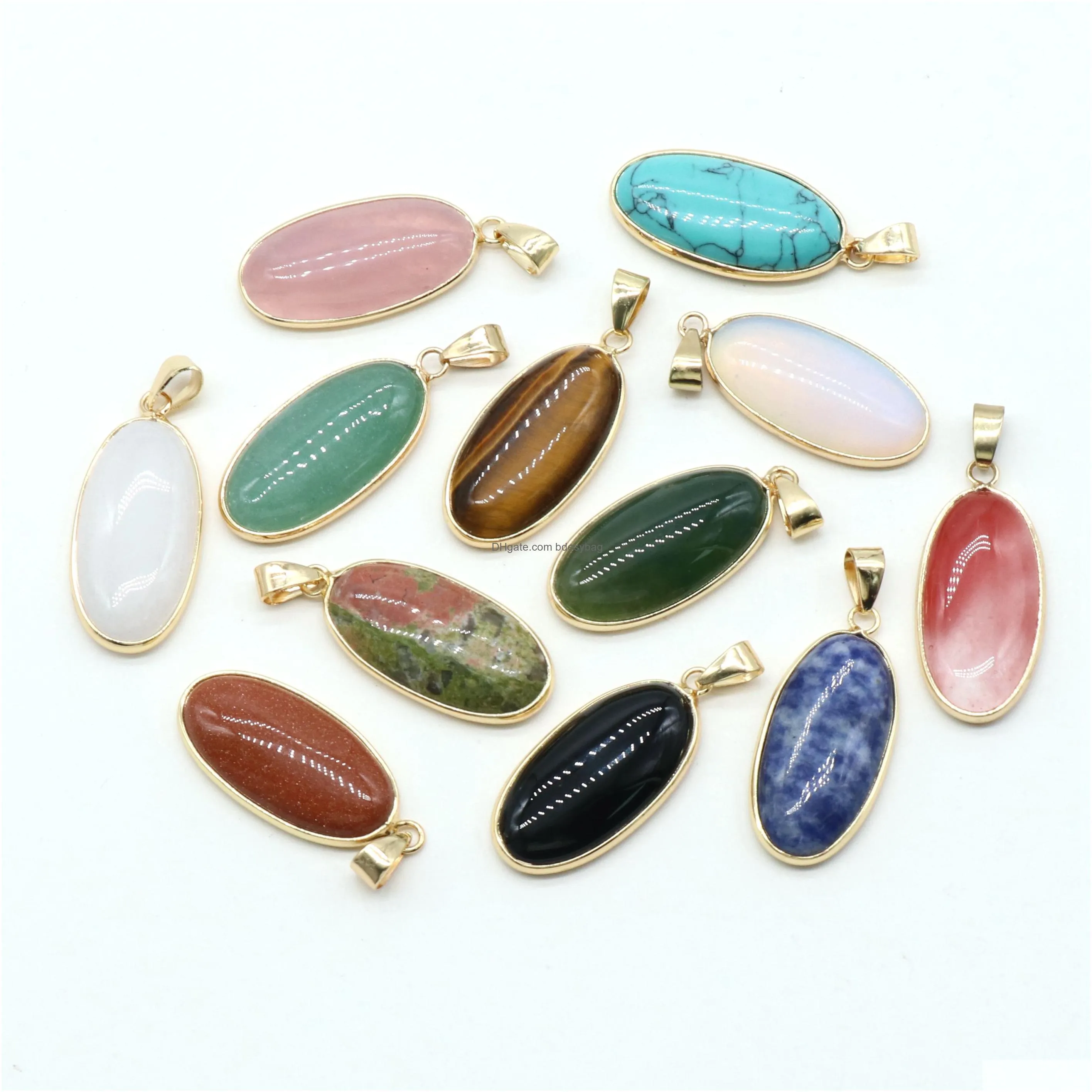 natural stone pendants waterdrop shape mixed stone agate green aventurine chakra healing stones charms for jewelry making necklace