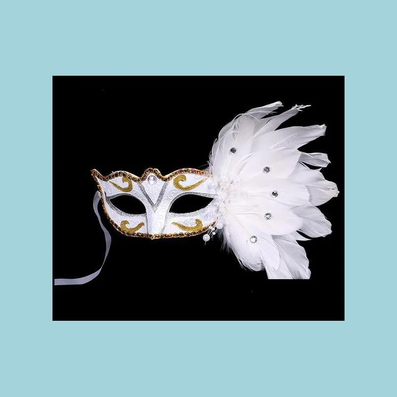colored drawing feather gem pearl mask fashion women halloween mardi gras carnival easter christmas party costume mask