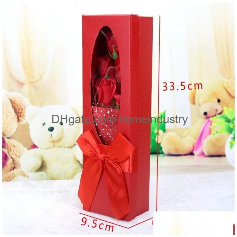 artificial soap roses flowers with little cute teddy delicate boxed five immortal flower or three flowers 8 8hr f r