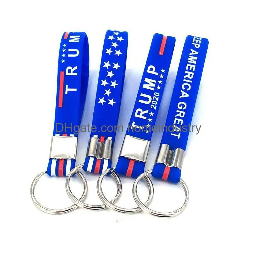 blue letter car keychains party favor accessories trump key buckle keyring keep america great for president stars portable silicone 0 9by