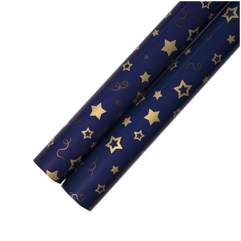 gift wrap packing paper metallic color dark blue printing gold papers 73x51 cm christmas tree snowflake decorative pattern 0 66wk