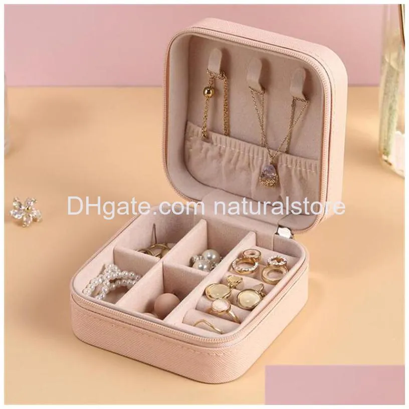 jewelry box portable travel storage boxes organizer pu leather display cases for necklace earrings ring jewellery holder case