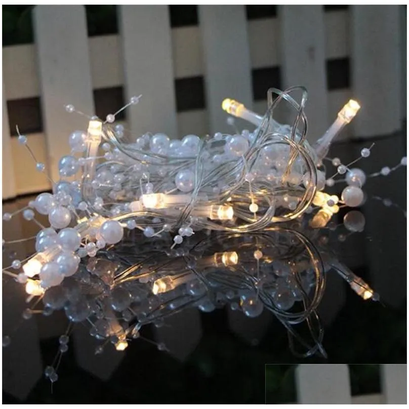 white pearl string festival light led snow fallled party lamp 10 lights decorative string plastic 11 4yf l2