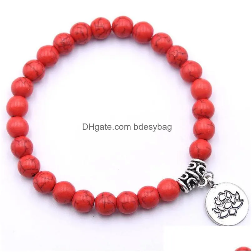 natural stone lotus pendant men and women elastic bracelet essential oil diffusion yoga cure bracelet