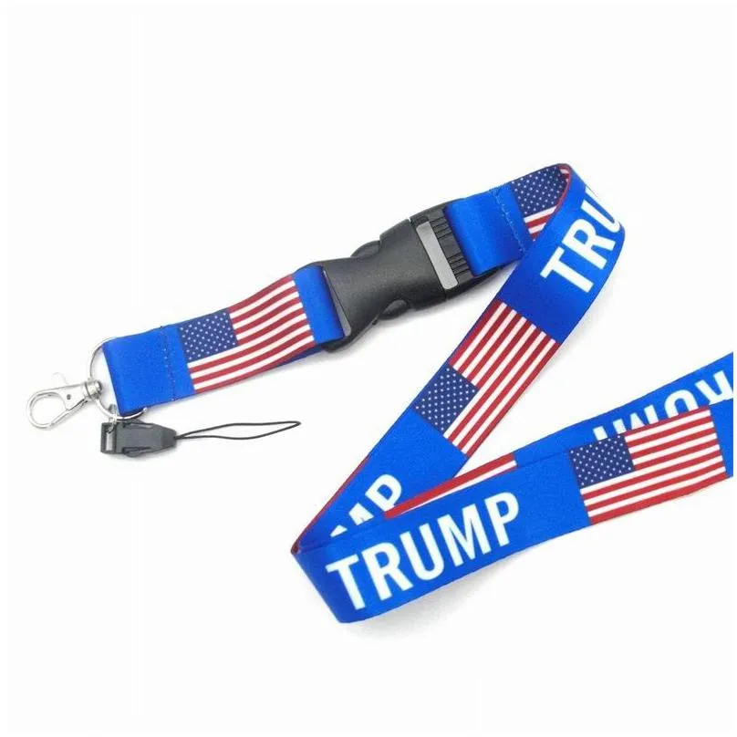 party supplies trump lanyards u.s.a removable flag of the united states key chains id badge pendant party gift moble phone lanyard 751