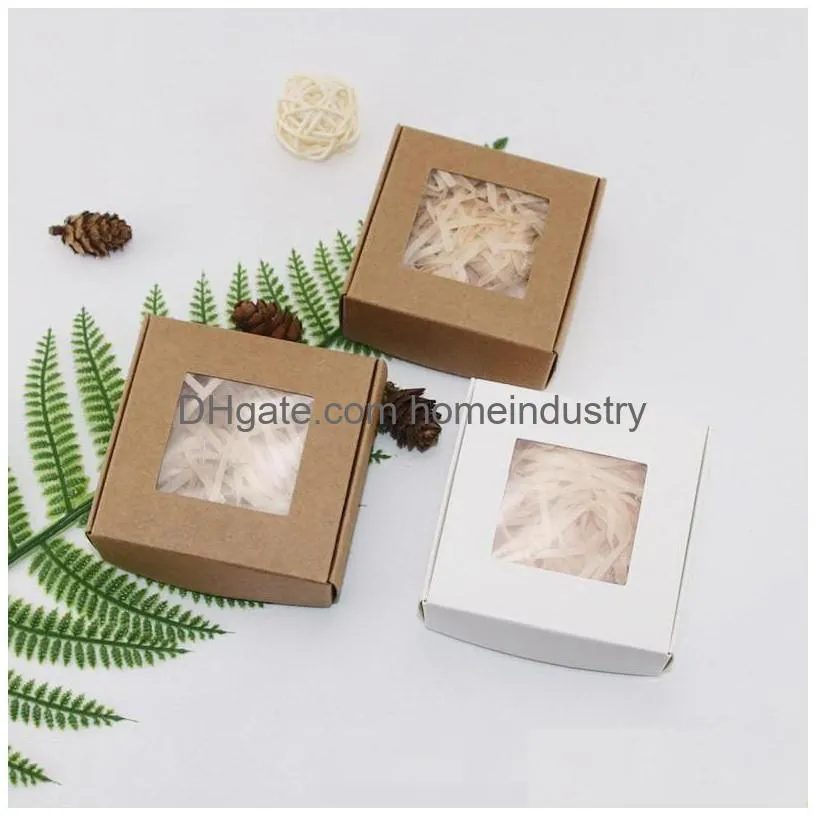 handmade gift wrap soap kraft paper box trinket hairpin jewelry organizer lipgloss containers transparent window packaging arts crafts 1xy