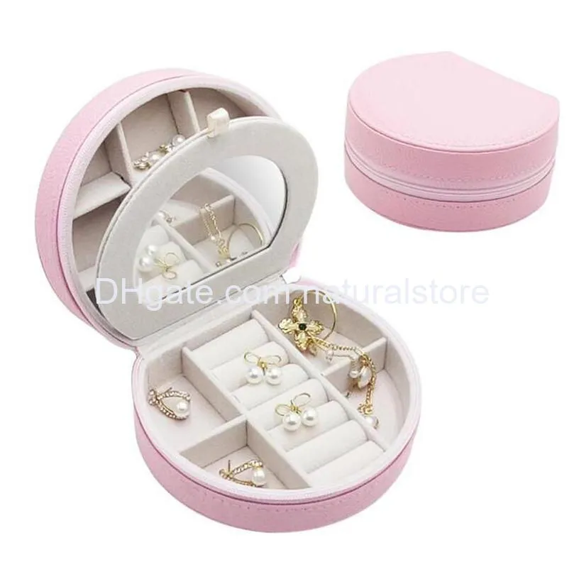 jewelry box organizer pu leather jewellery case with mirror for rings earrings necklace travel gifts boxes girls women