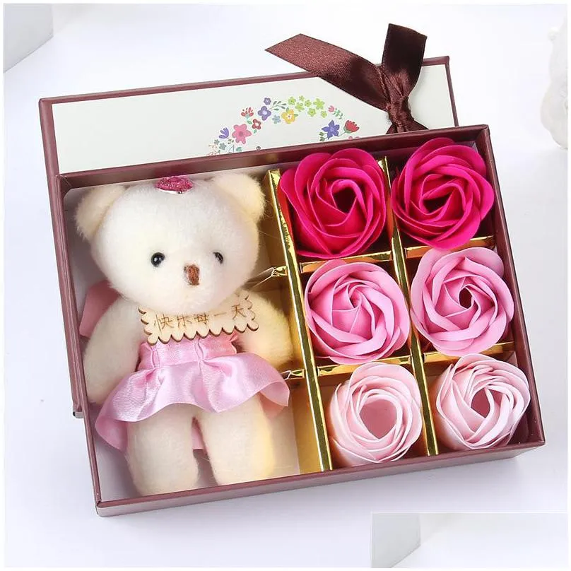 originality soap flower lovely bear rose box never withering fashion woman man soap flowers valentines day gift 4gc k2