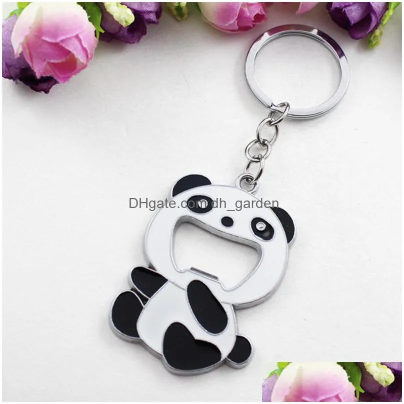 creative cartoon bottle opener keychains panda keychain pendant corkscrew portable home kitchen tools