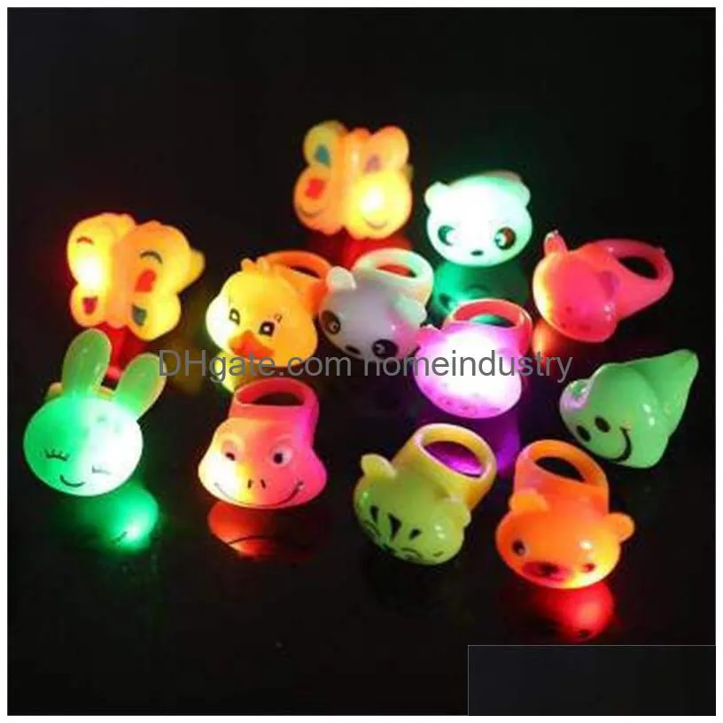 soft glue animal rings party favor ornaments led luminescence finger lamps cartoon ring boys girls small gifts jewelry 0 89mc h1