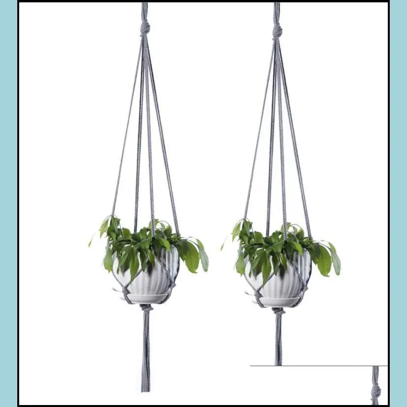 colorful hemp rope plant hanger hanging planter net basket with hook indoor outdoor home garden balcony decor