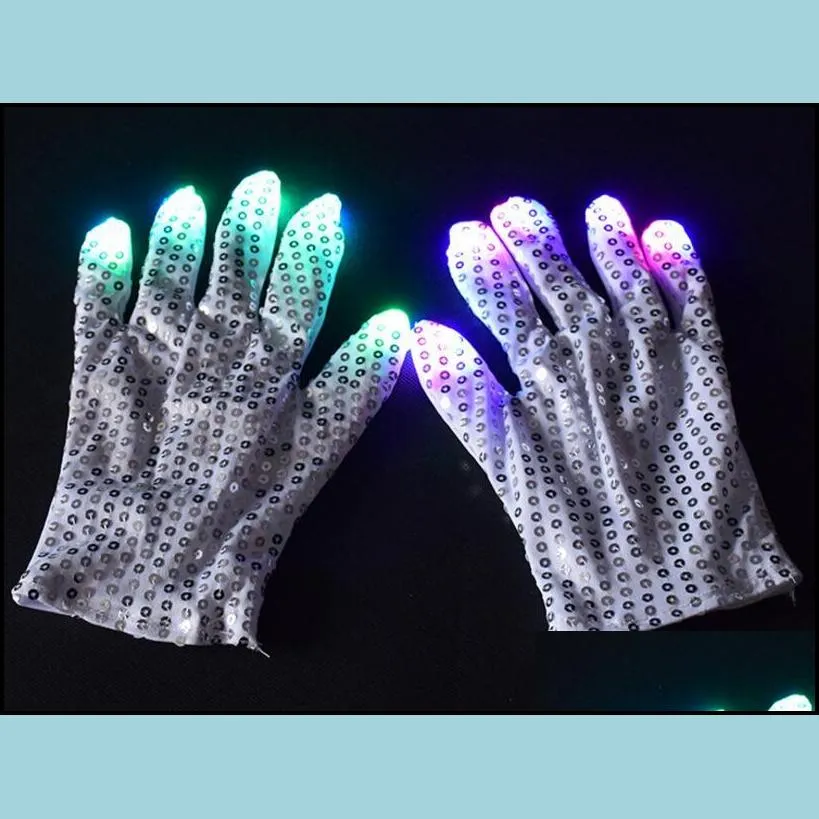 new led glow flashing sequins gloves party dance finger lighting mittens gloves halloween christmas performance stage props festive