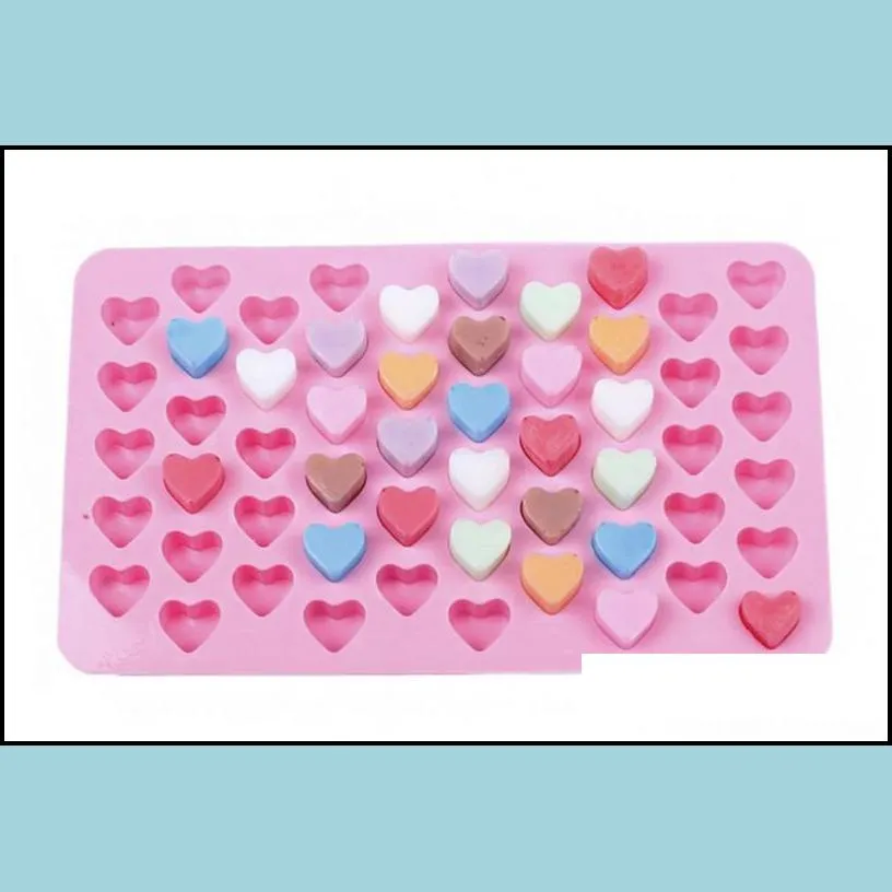 silicone heart shape chocolate mold gummy candy maker ice tray jelly mould 55 cavity kitchen dessert cake bakeware tools solid pink