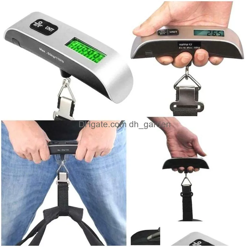 portable lcd luggage scale 50kg/110lb electronic digital hanging scales travel baggage weighing spring scale