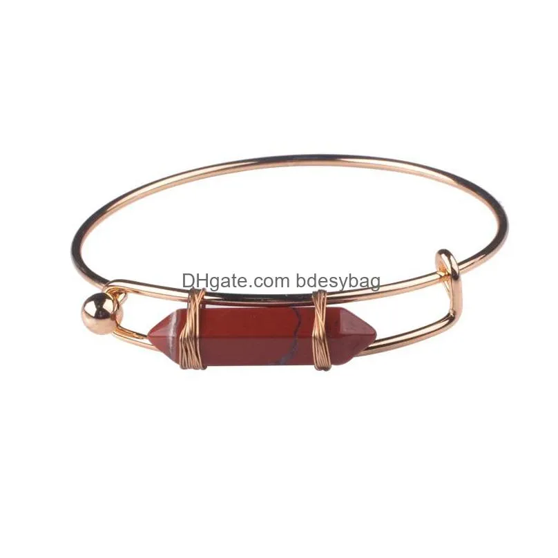 metal artificial hexagonal stone copper bracelet adjustable geometric bracelet ladies gift