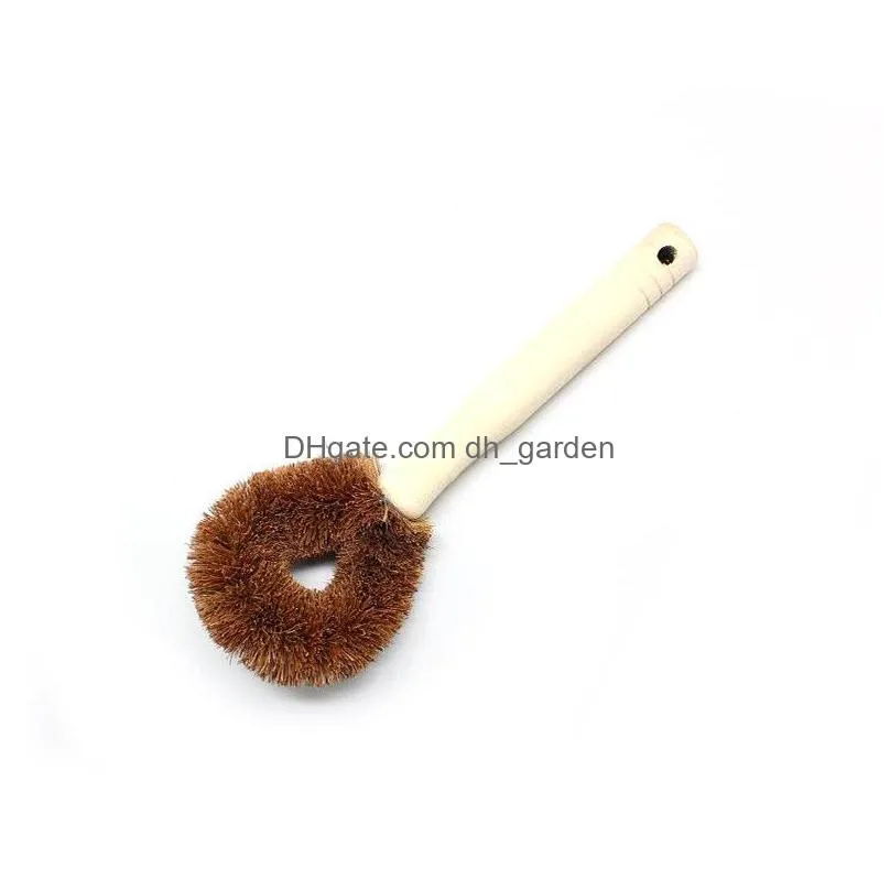 natural coconut brown cleaning brushes non stick oil long handle pot brush can hang type household kitchen tool