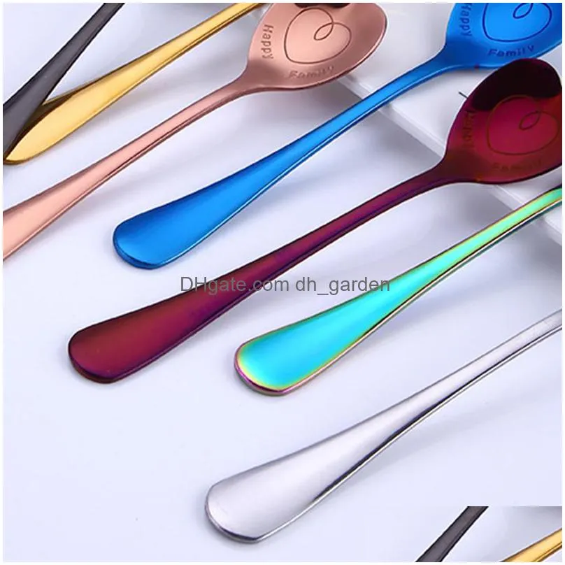 stainless steel heart shaped spoons kitchen long handle coffee scoops wedding guest gift milk mixing spoon household tableware