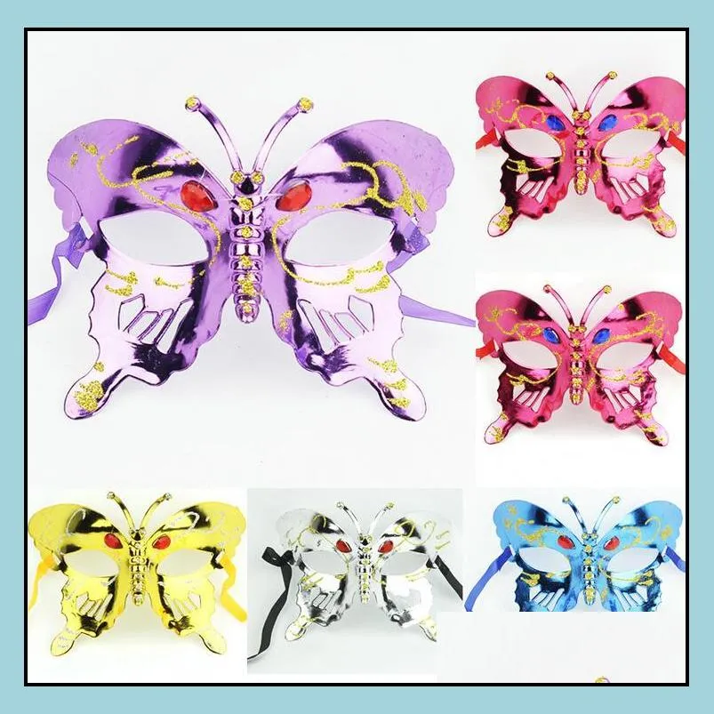 new halloween mask children masquerade mask coloured drawing or pattern plating butterfly princess coloured hot