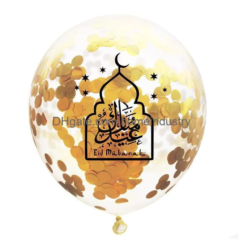 12inches balloons party decoration eid mubarak round ramadan latex balloon supplies clear mubaraks moon star castle sequins of 0 75fn