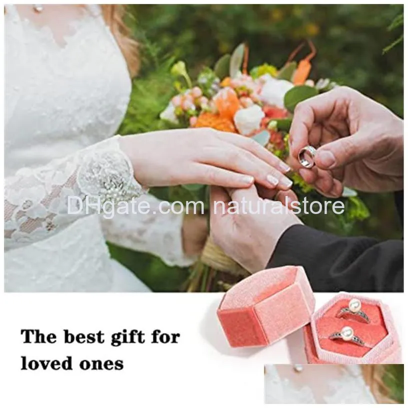 velvet ring box double ring storage boxes wedding rings earrings display case holder for woman gift jewelry packaging