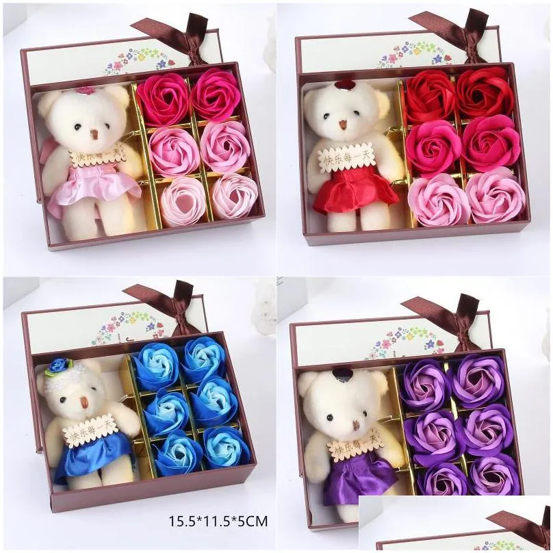 originality soap flower lovely bear rose box never withering fashion woman man soap flowers valentines day gift 4gc k2