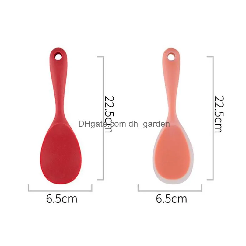 pure color silicone rice spoon household non stick rices shovel hanging spoons tableware kitchen tool