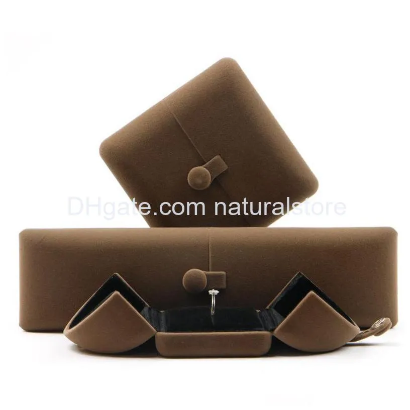 double open jewelry box small portable travel jewelry organizer velvet ring bracelet necklace earrings packaging boxes