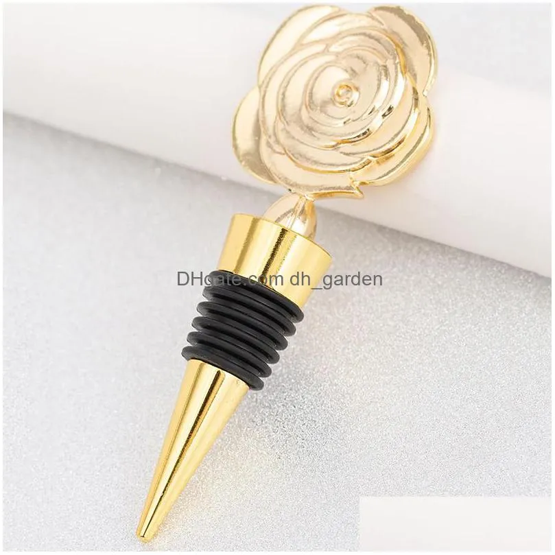 metal wine stopper bar tool creative rose flower shape champagne cork wedding guest gift crafts gifts box packaging