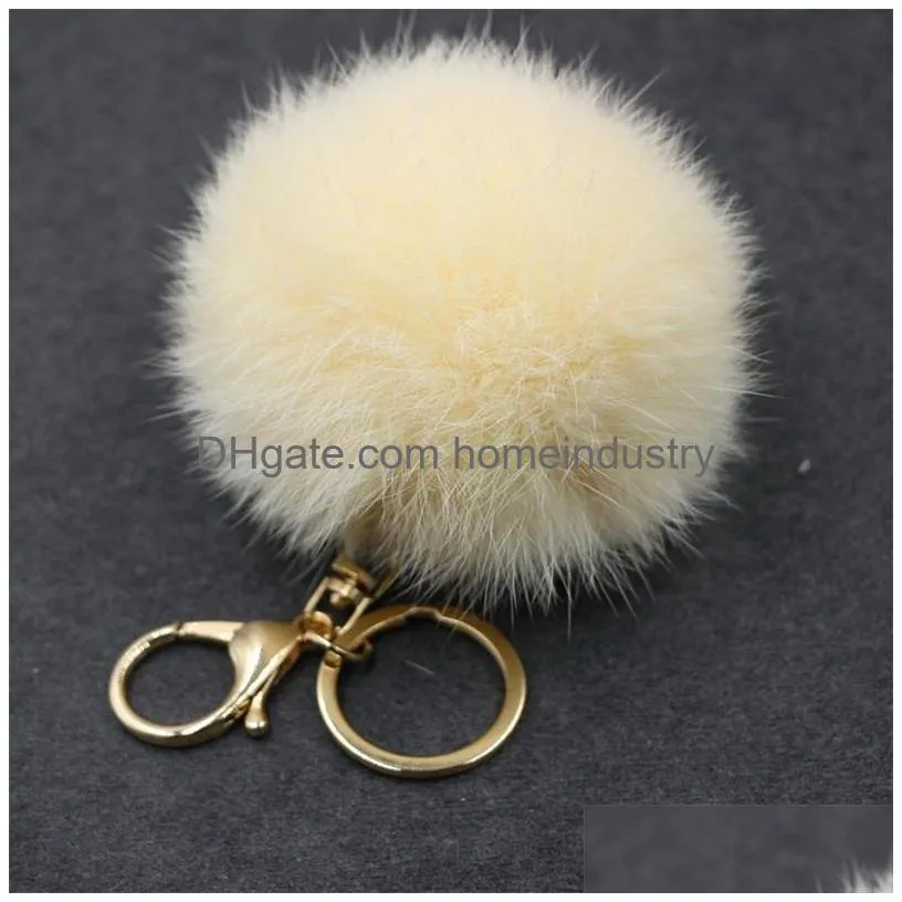 party favor hairy fur ball keychains car key holder pom keybuckle lanyard fashion wallet plush keyring pompoms cute charms accessories 2 45zg