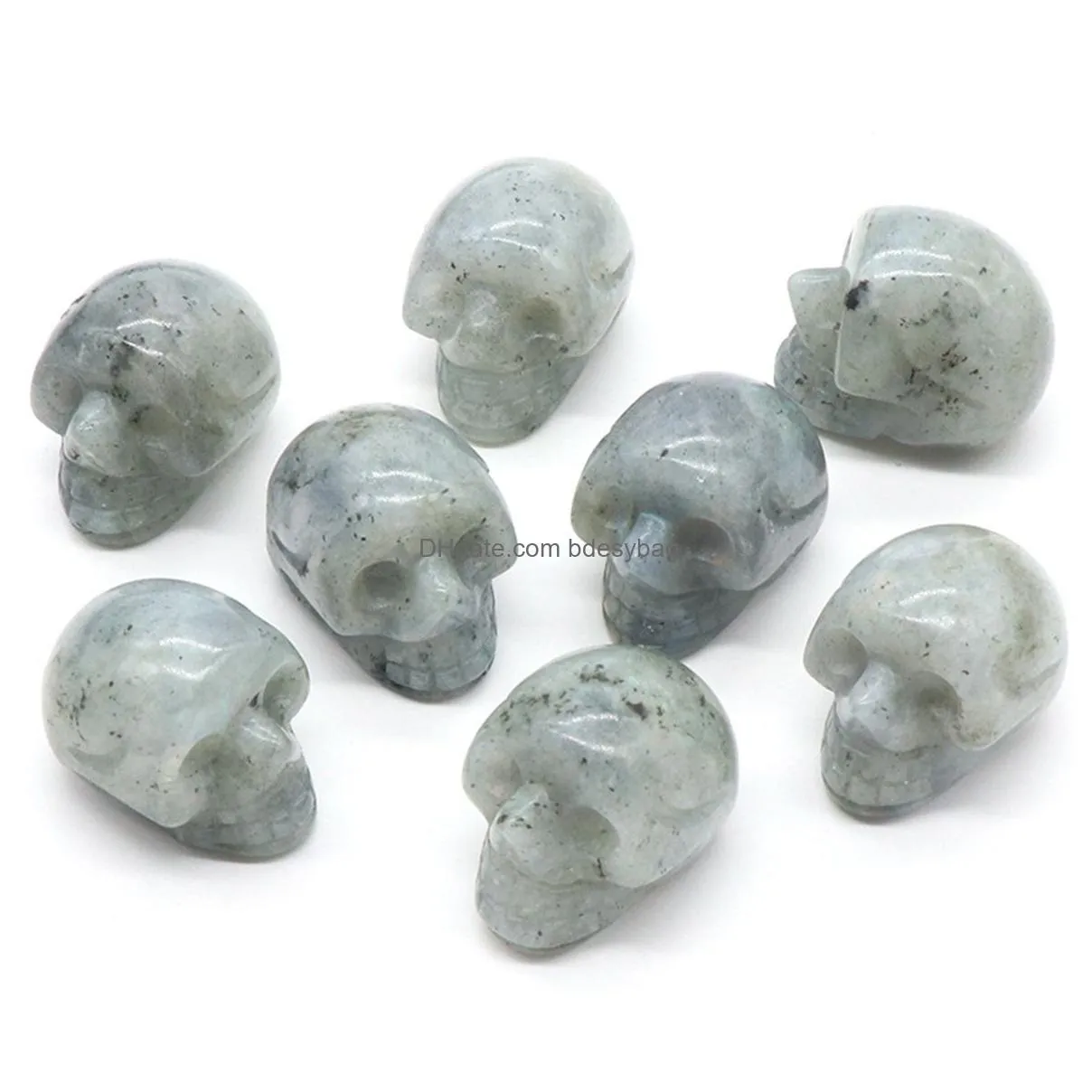 23mm natural crystal ornaments figurine gemstone sesame stone skulls healing stone for feng shui home decoration