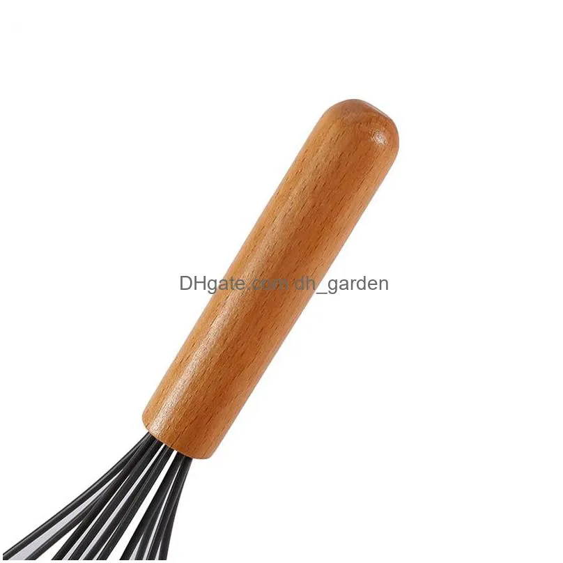 manual silicone cream butter eggs tool wooden handle egg beater whisk dough mixer kitchen baking tools