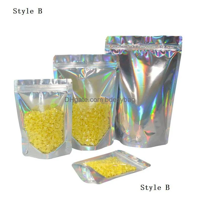 plain laser stand up aluminum foil packaging bag self seal mylar seal packing pouches for sanck tea pack lx2283