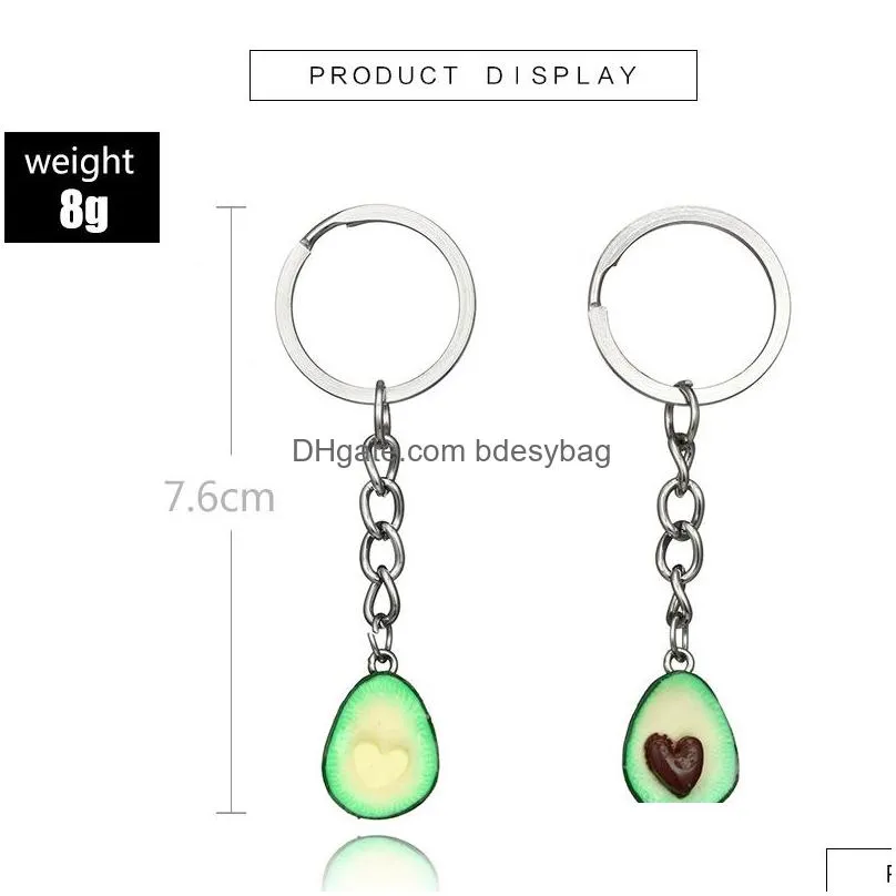 environmentally friendly soft clay avocado keychain fashion couple fruit jewelry cute avocado charm necklace avocado keychain set pendant