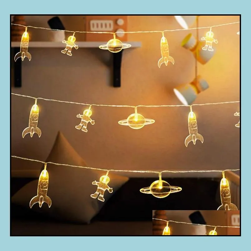 led string lights party decorative astronaut spaceship rocket ufo pendants glowing banner holiday kids birthday wall window tree atmosphere decor 10 20 40